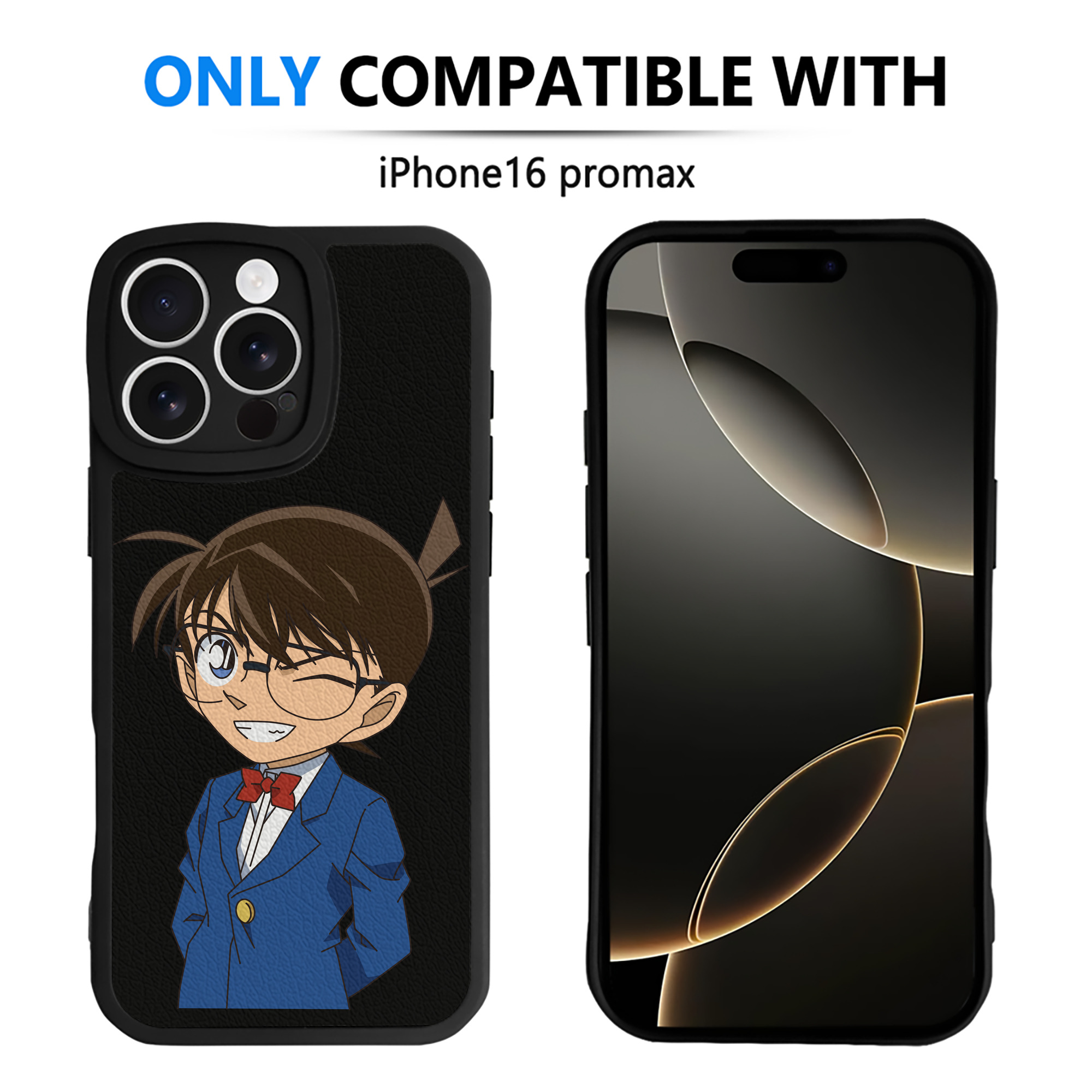 （画像用） 名探偵コナン 江戸川 コナン Detective Conan Conan Edogawa 【iPhone 16シリーズ対応】シリコンスマホケース（レザー調） 材質：シリコン